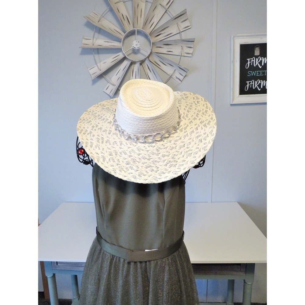 Vince Camuto Chunky‎ Floppy Beach Hat Adjustable w inside Pull Cord Cream Color